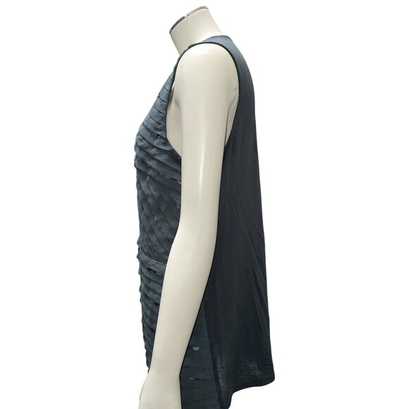 Ann Taylor Large Dark Green Sleeveless Tank Top Iridescent Sequin Ribbed Design - Picture 4 of 13